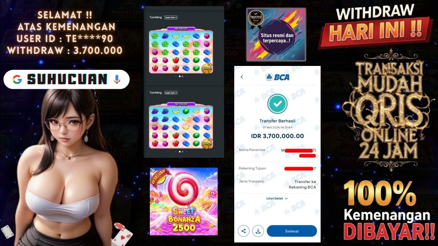 SUHUCUAN JACKPOT SLOT SWEET BONANZA 2500